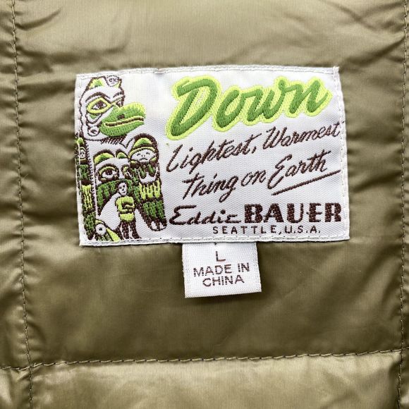 Eddie Bauer Jacket Adult Sz Large Blue Goose Down Puffer Quilted Parka Nylon Men - Picture 4 of 10